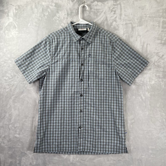 Fjallraven Shirt men's Medium Button Up Svante Seersucker Vented Short Sleeve - Picture 1 of 15